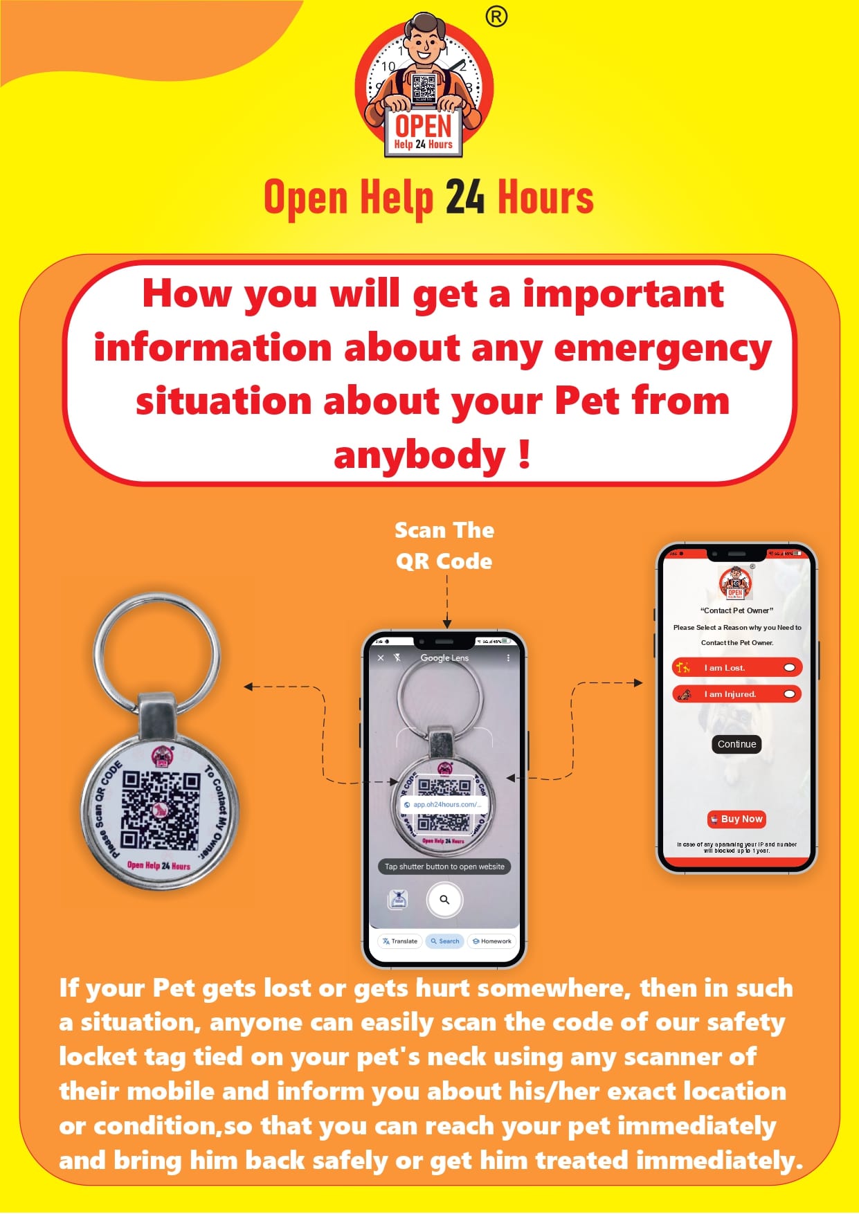 Dog Safety Locket With QR Code